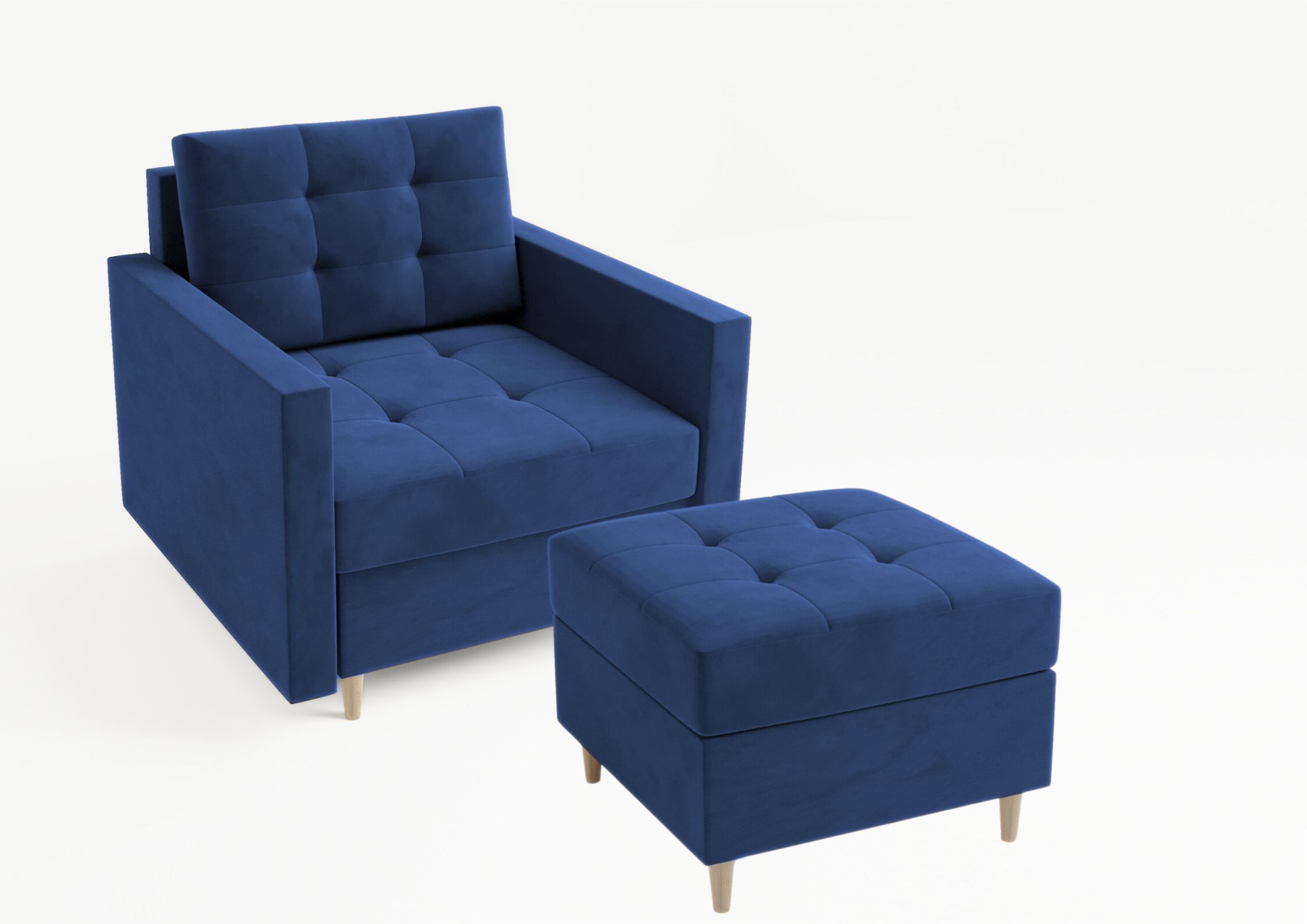 Granatowy fotel pikowany Vido